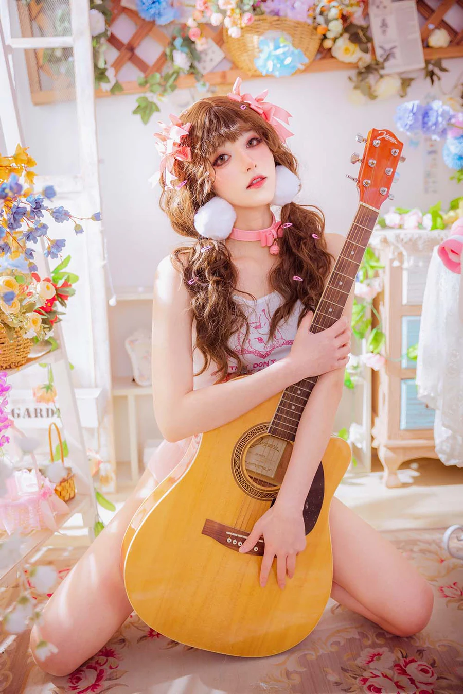南桃Momoko – 少女吉他与蝴蝶结 Cosplay-第2张