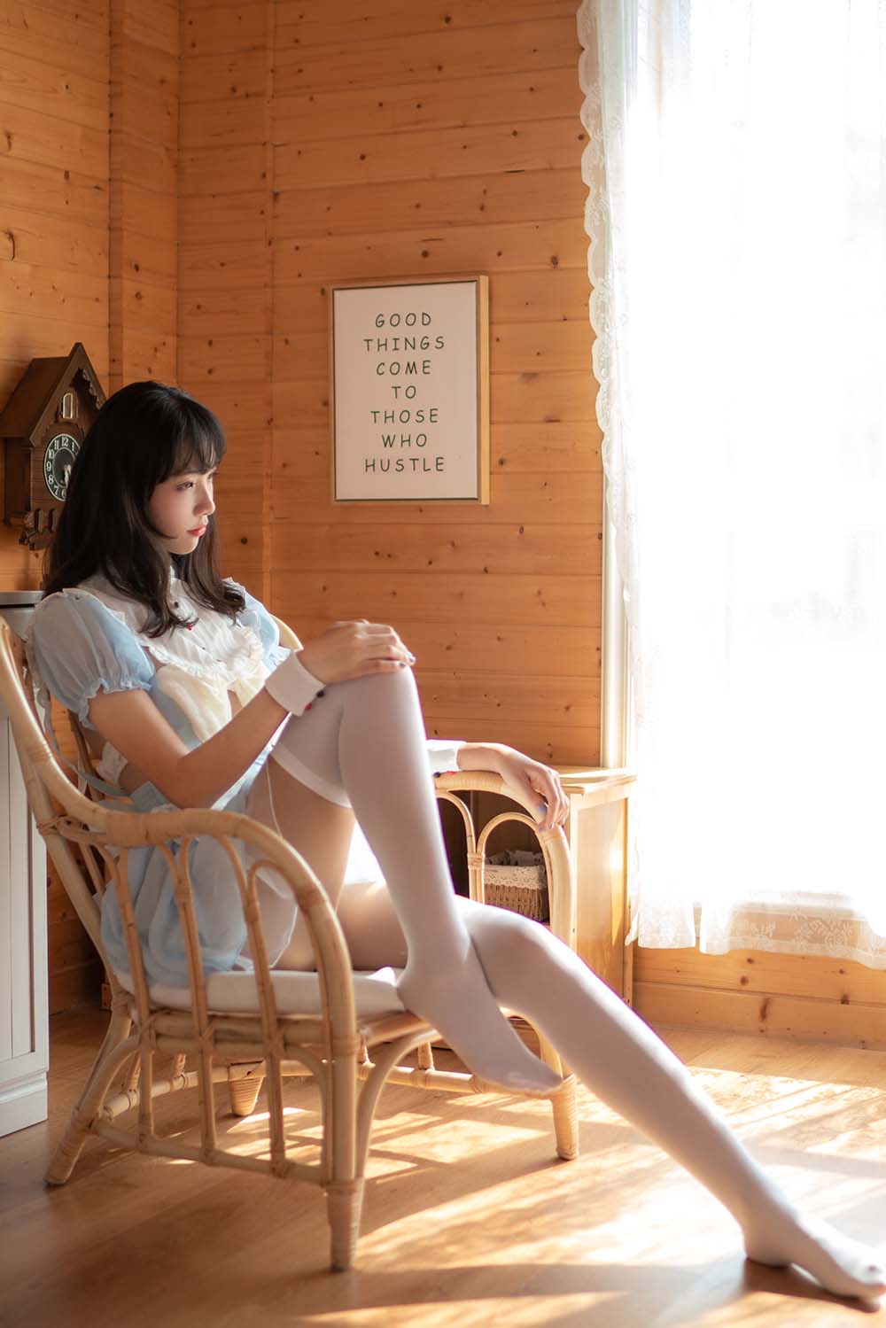 西瓜 – 蓝白女仆 Cosplay-第1张