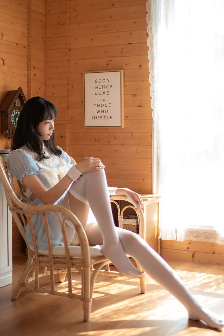 西瓜 – 蓝白女仆 Cosplay-第1张