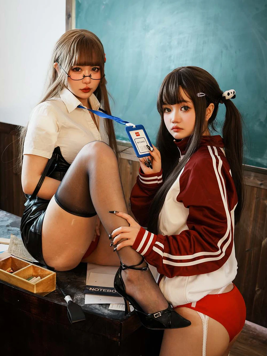 Tina很妖孽呀 – 双马尾学生与老师 Cosplay-第2张