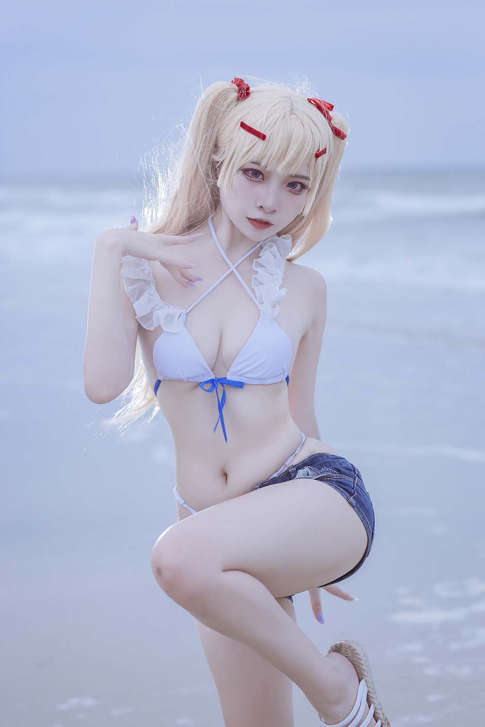 二佐Nisa – 碧蓝 苏塞克斯泳装 Cosplay-第1张
