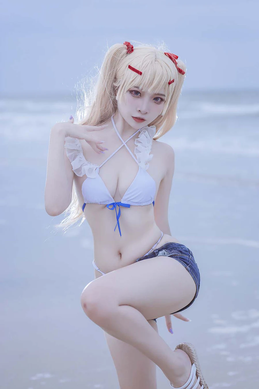 二佐Nisa – 碧蓝 苏塞克斯泳装 Cosplay-第1张