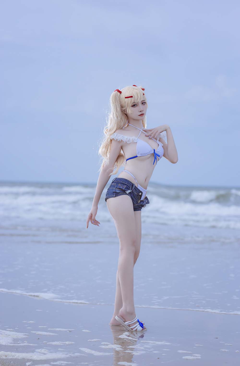 二佐Nisa – 碧蓝 苏塞克斯泳装 Cosplay-第2张