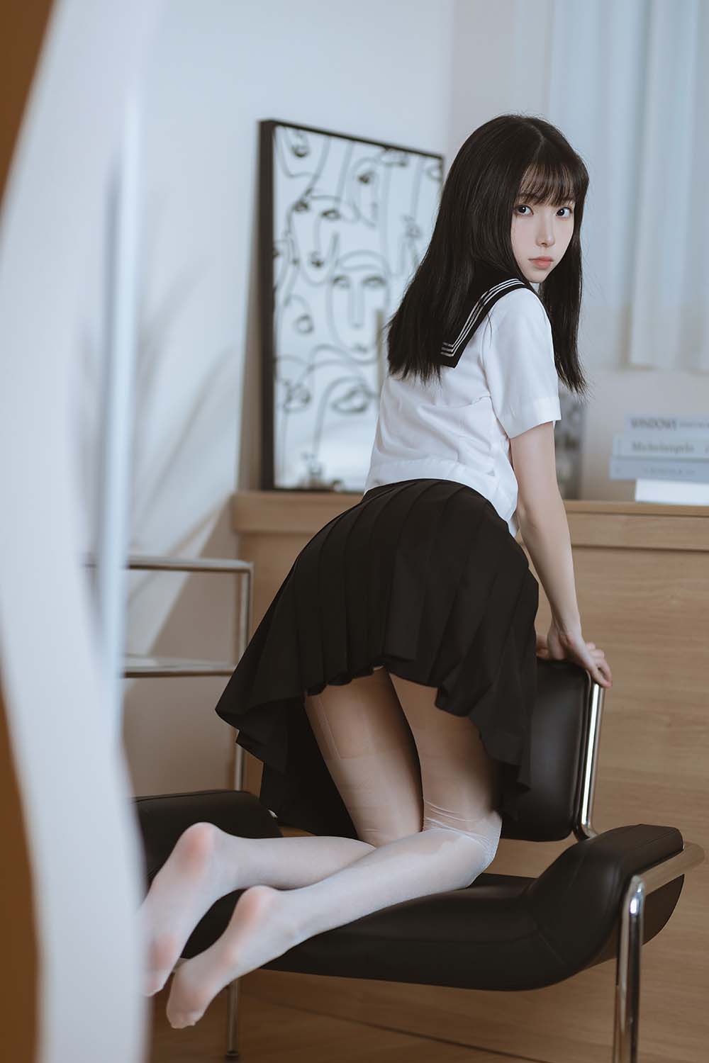 许岚(叁月life) – 白丝水手服 Cosplay-第1张