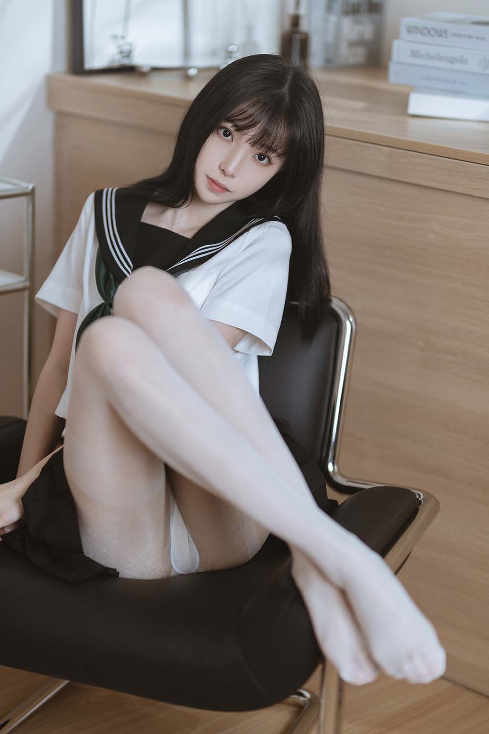 许岚(叁月life) – 白丝水手服 Cosplay-第2张