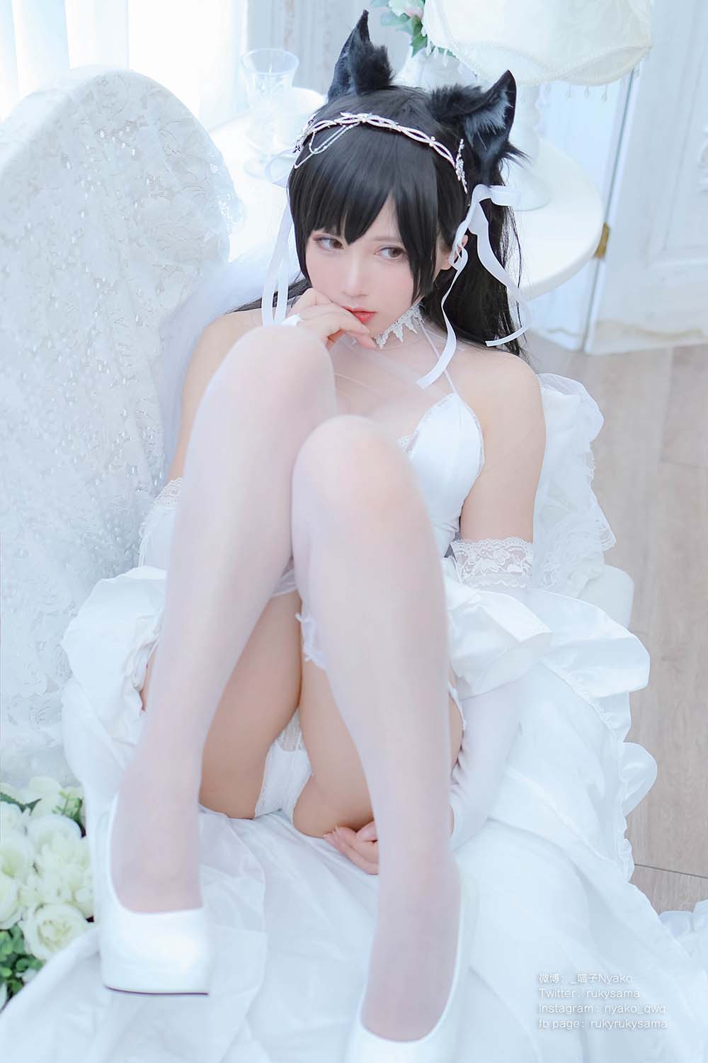 Nyako喵子 – 爱宕婚纱 Cosplay-第1张