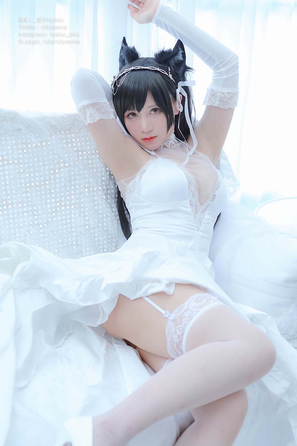 Nyako喵子 – 爱宕婚纱 Cosplay-第2张