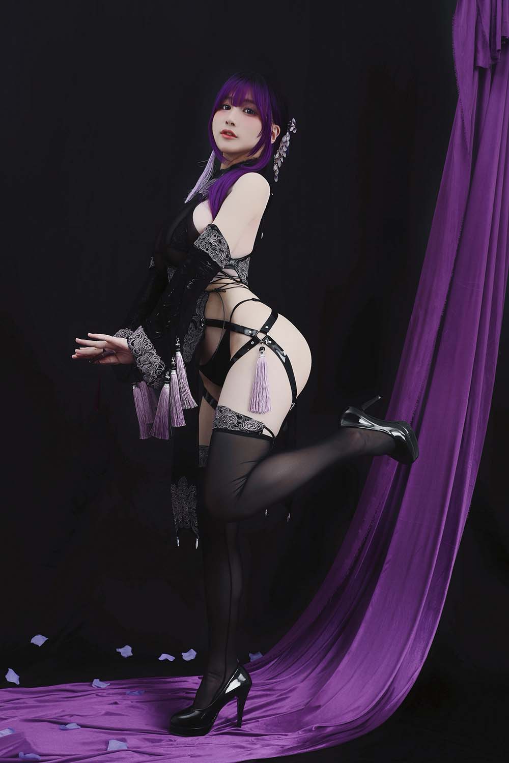 幼愛youmeko – 紫流苏旗袍 Cosplay-第1张