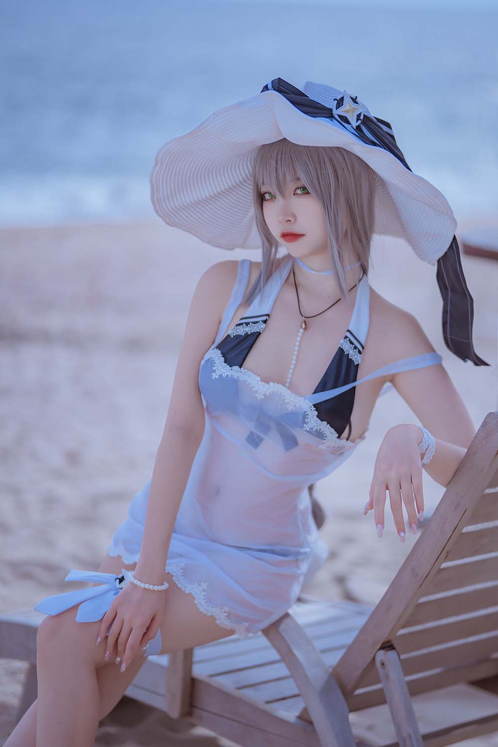 二佐Nisa – 碧蓝 天鹰泳装 Cosplay-第1张