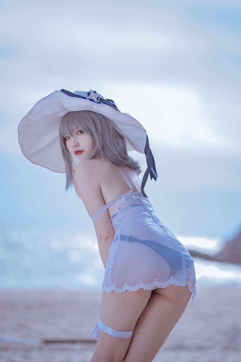二佐Nisa – 碧蓝 天鹰泳装 Cosplay-第2张