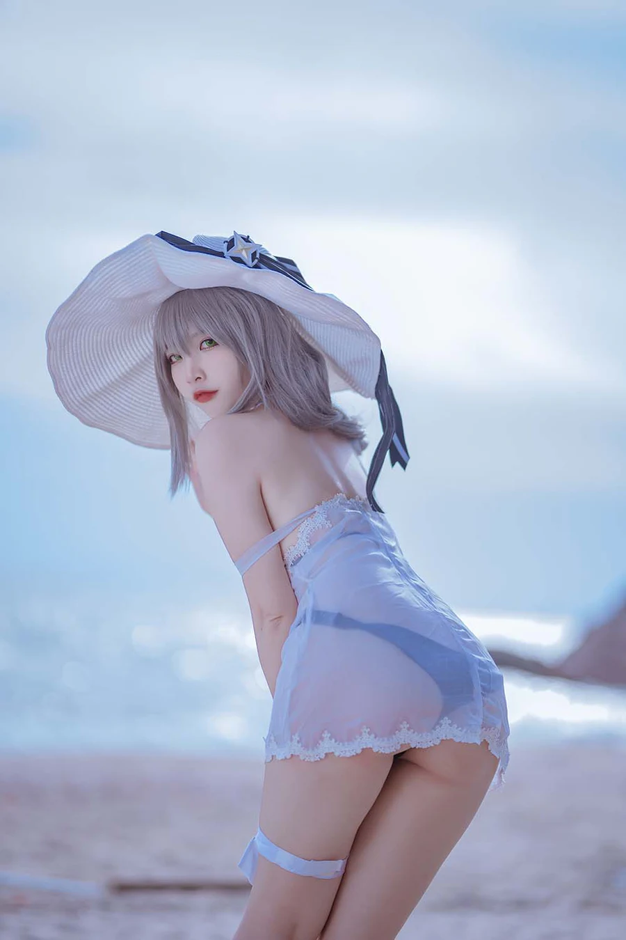 二佐Nisa – 碧蓝 天鹰泳装 Cosplay-第2张
