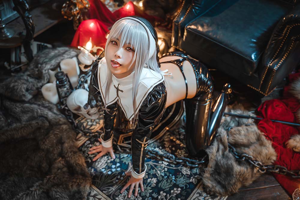 蜜汁猫裘 – 恶堕修女 Cosplay-第1张