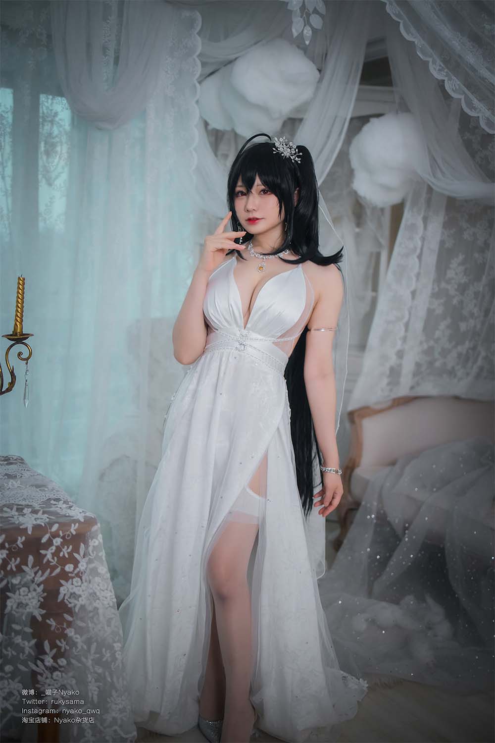 Nyako喵子 – 大凤纯白婚纱 Cosplay-第1张