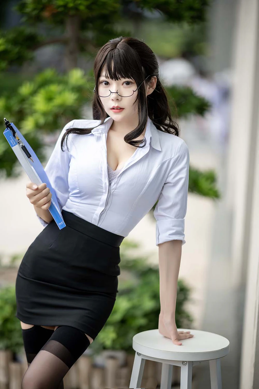 香草喵露露 – 丝袜西装诱惑 Cosplay-第2张