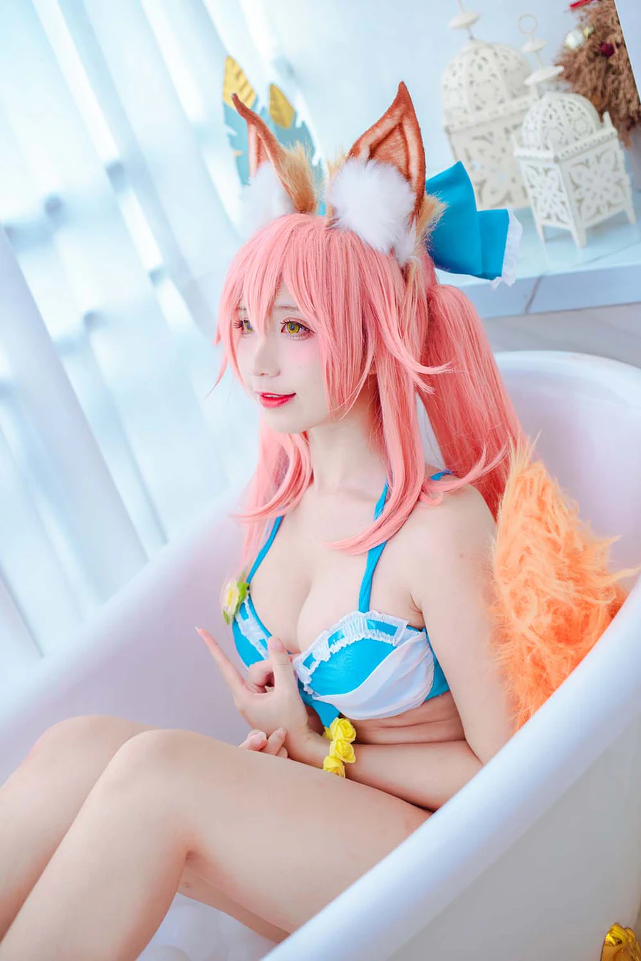 九曲Jean – 玉藻前泳装 Cosplay-第2张