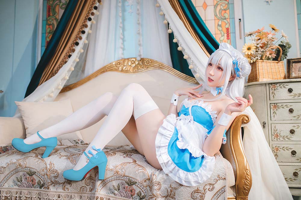 瓜希酱 – 碧蓝航线 小天鹅女仆 Cosplay-第1张