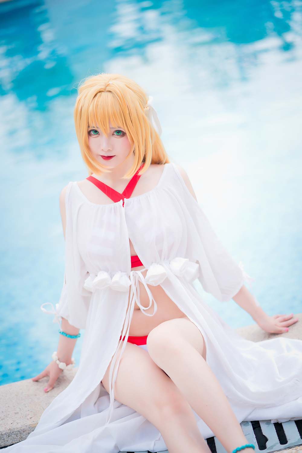 七海抹茶酱 – 尼禄泳装 Cosplay-第2张