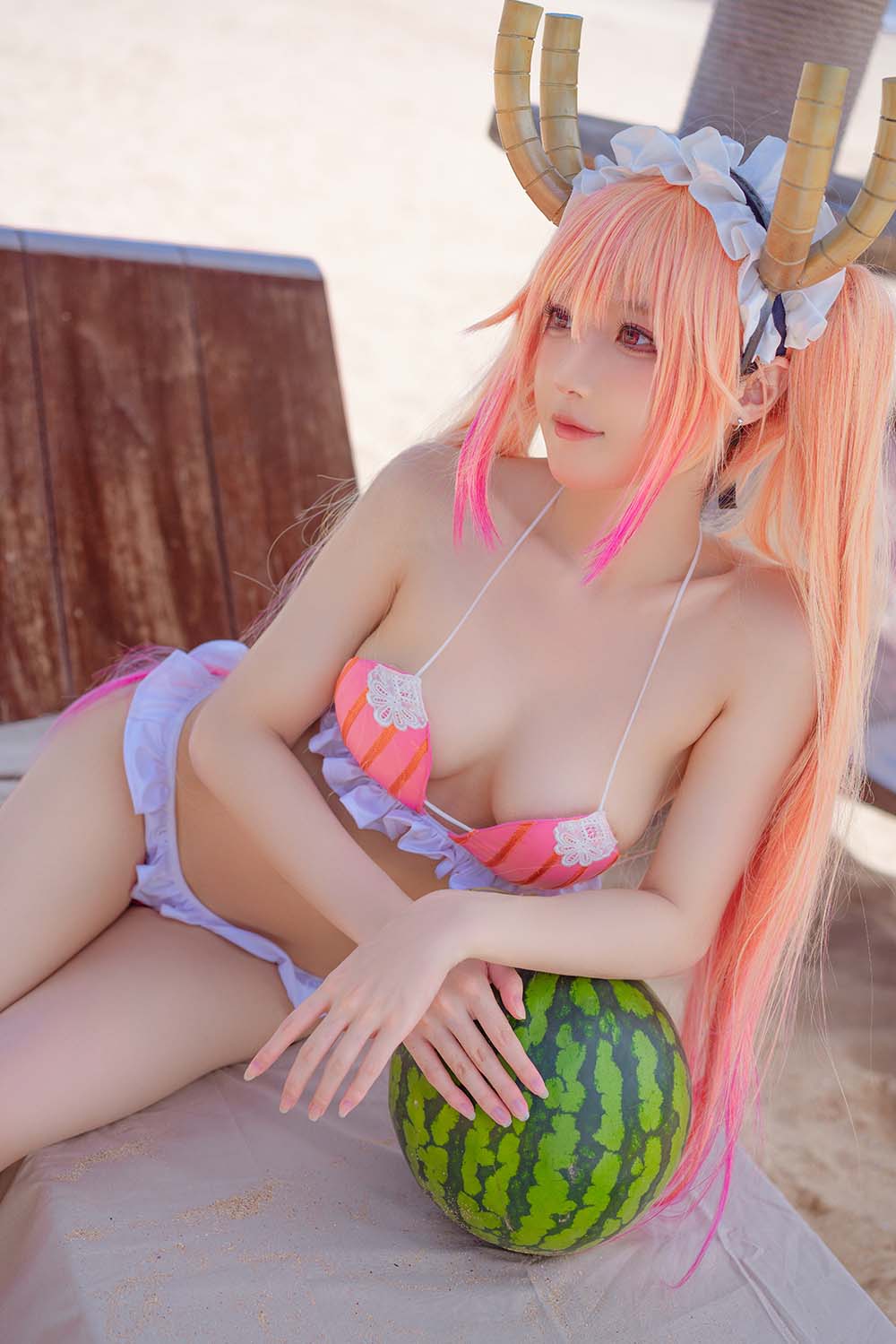 阿包也是兔娘 – 10月舰长图 龙女仆泳装 Cosplay-第2张