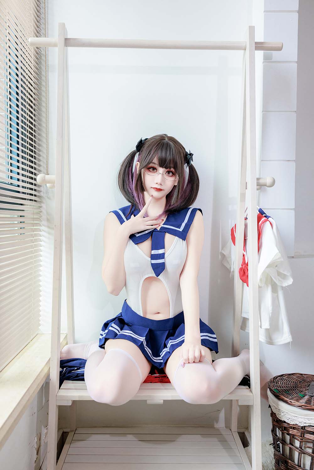 阿雪雪 – 连体水手服 Cosplay-第2张