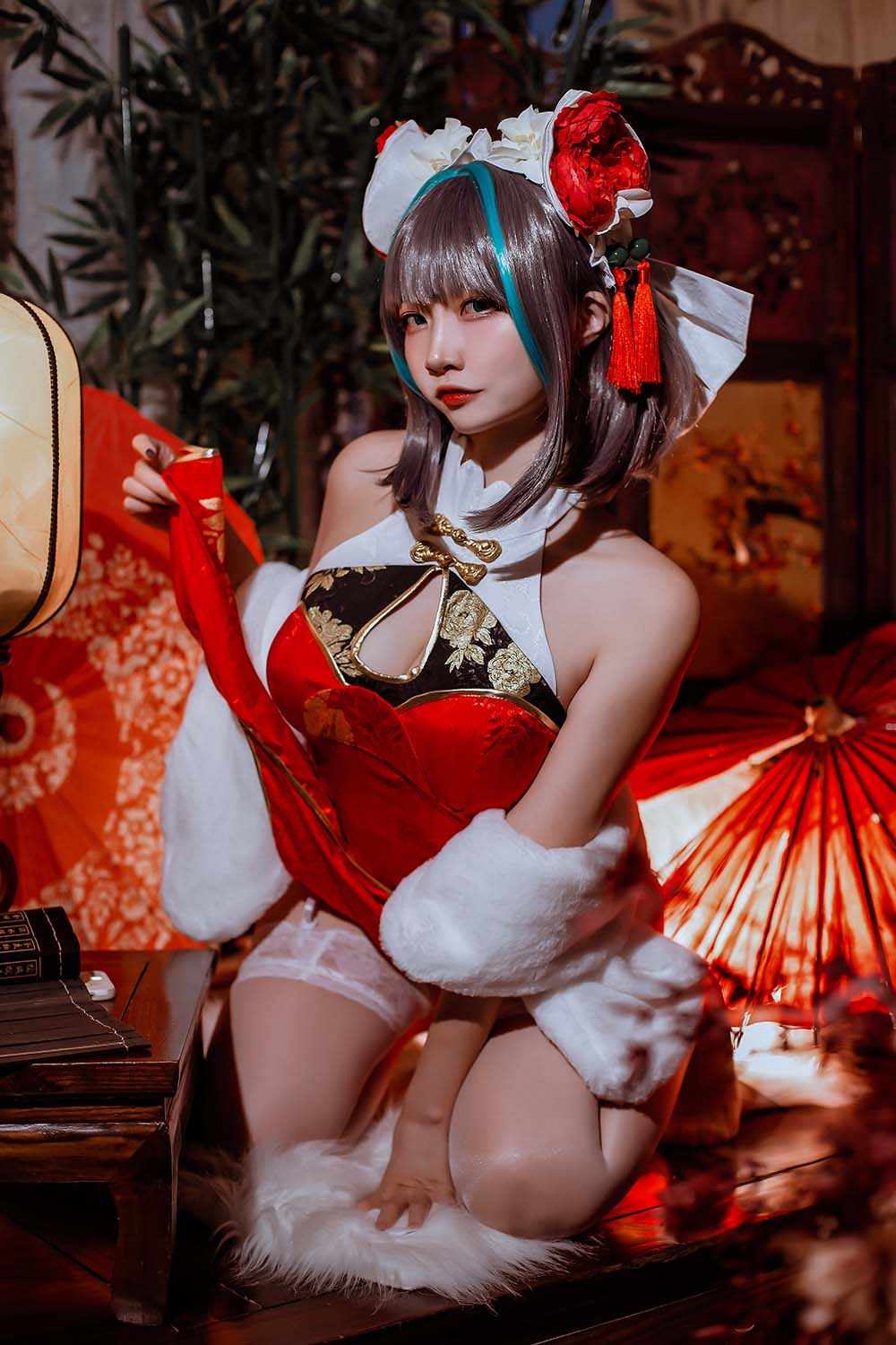 二佐Nisa – 碧蓝 柴郡旗袍 Cosplay-第2张