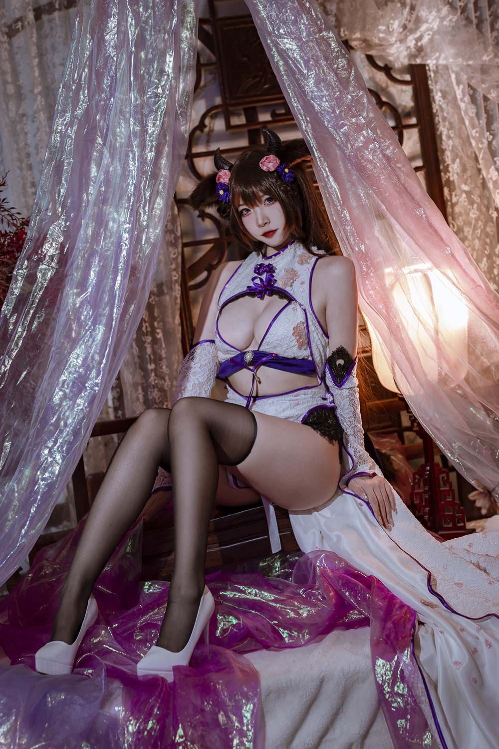 二佐Nisa – 碧蓝樫野旗袍 Cosplay-第1张