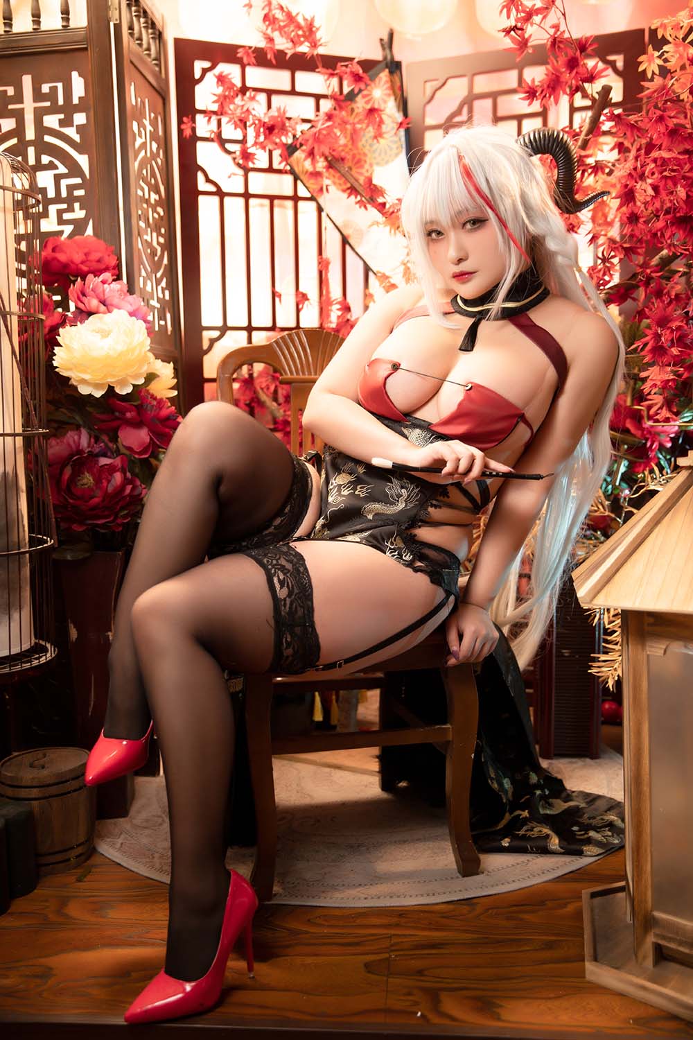 洛璃LoLiSAMA – 埃吉尔旗袍 金龙腾祥云 Cosplay-第1张