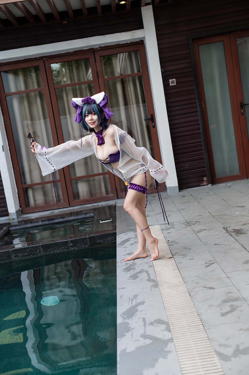 末夜787 – 舰长 柴郡泳装 Cosplay-第1张