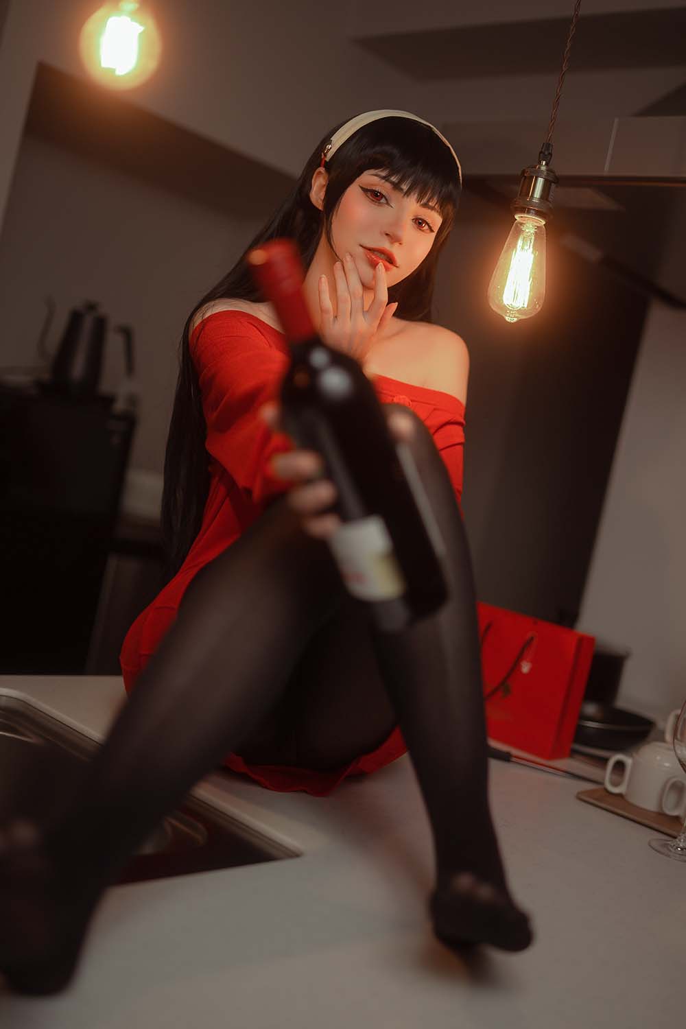 Peach milky – Yor Forger Red Sweater Cosplay-第2张