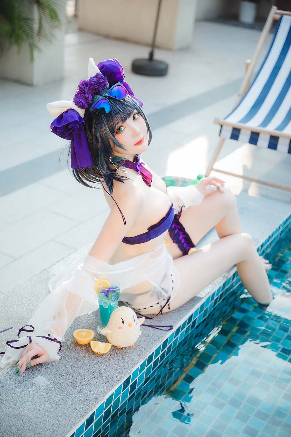 瓜希酱 – 柴郡泳装 Cosplay-第1张