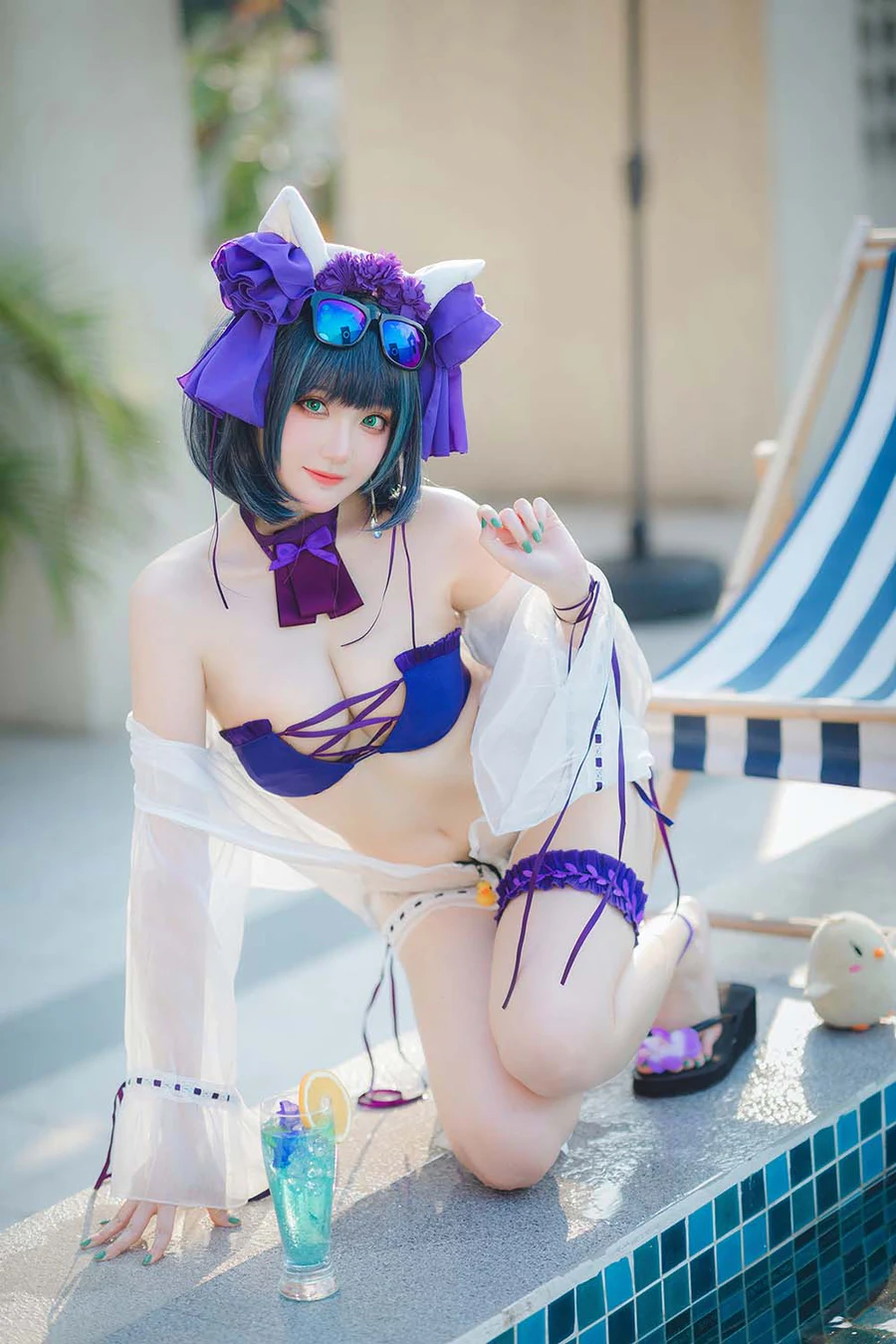 瓜希酱 – 柴郡泳装 Cosplay-第2张