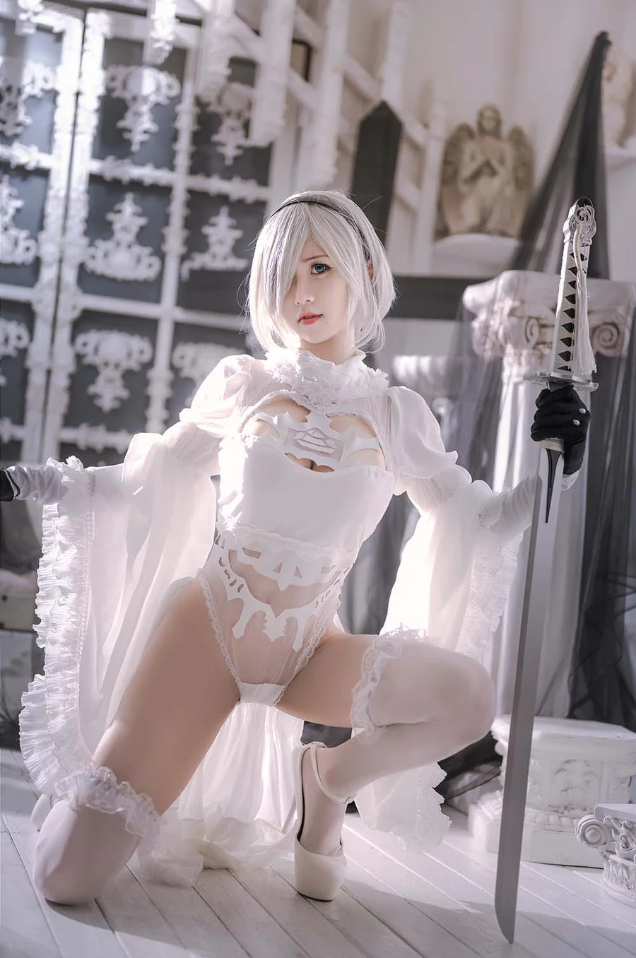 桜满三时 – 2B花嫁 Cosplay-第2张