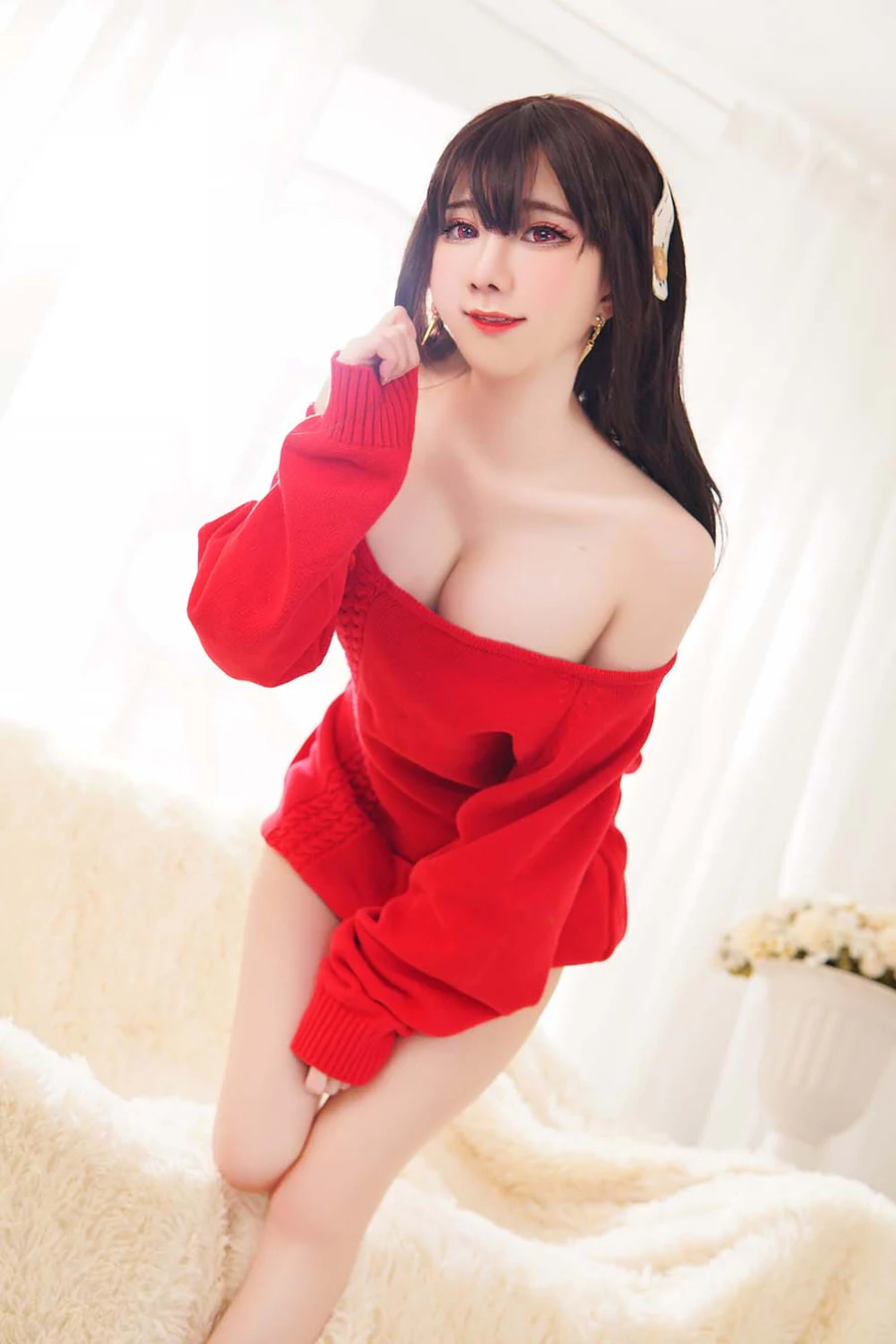 Sally Dorasnow – Yor Forger Red Sweater Cosplay-第1张