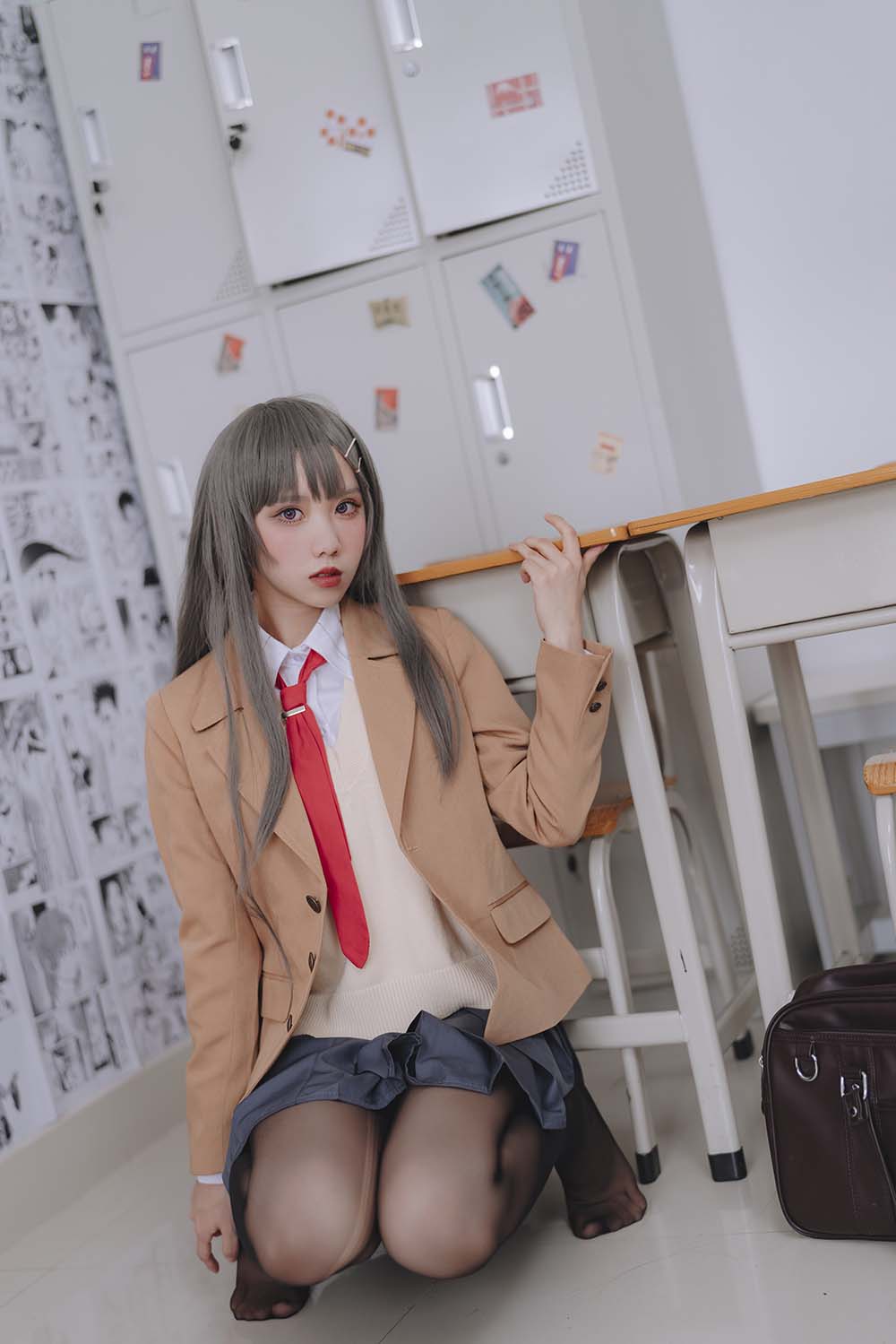果咩酱w – 麻衣校服 Cosplay-第1张