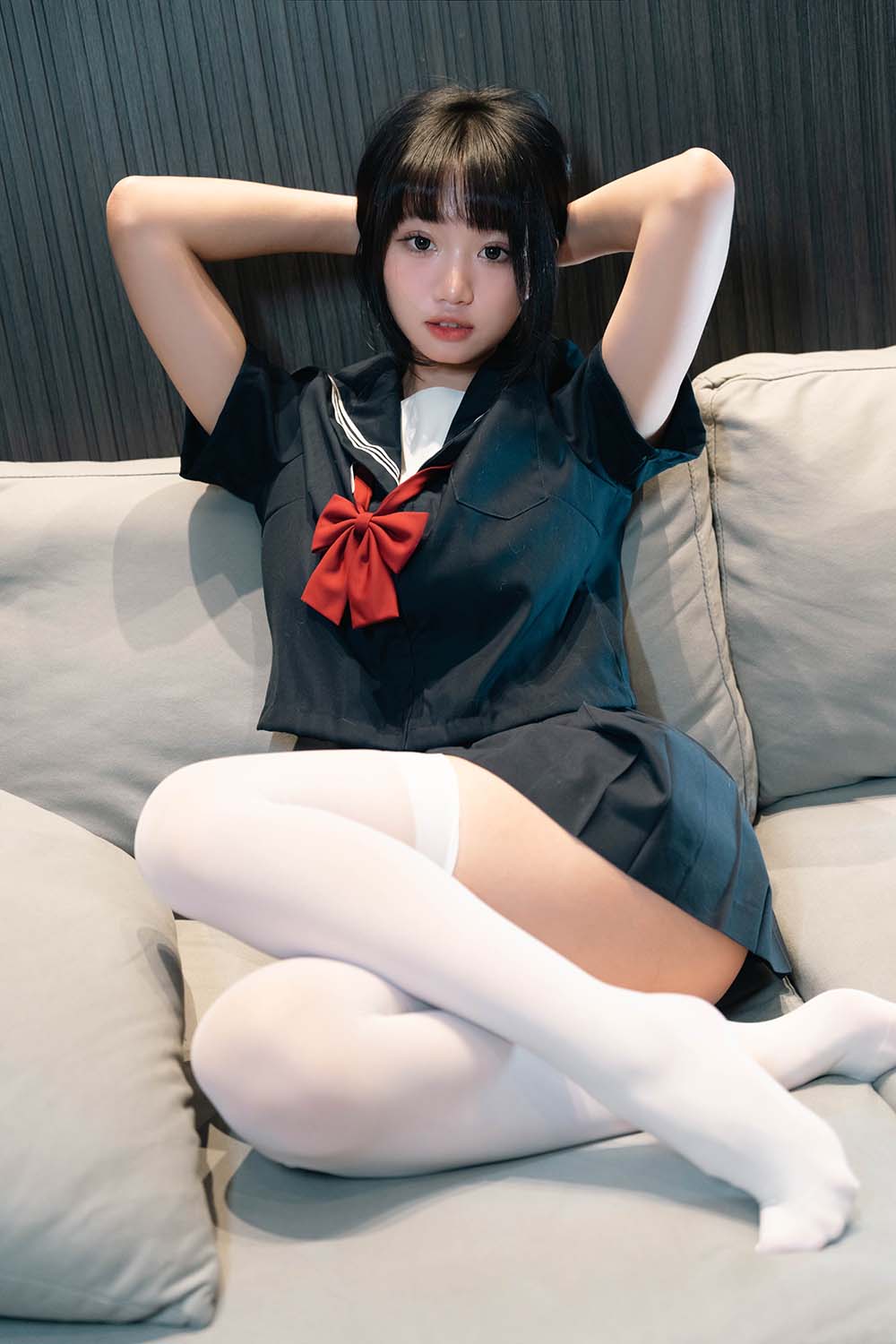 柒柒要乖哦 – 白丝死库水 Cosplay-第1张