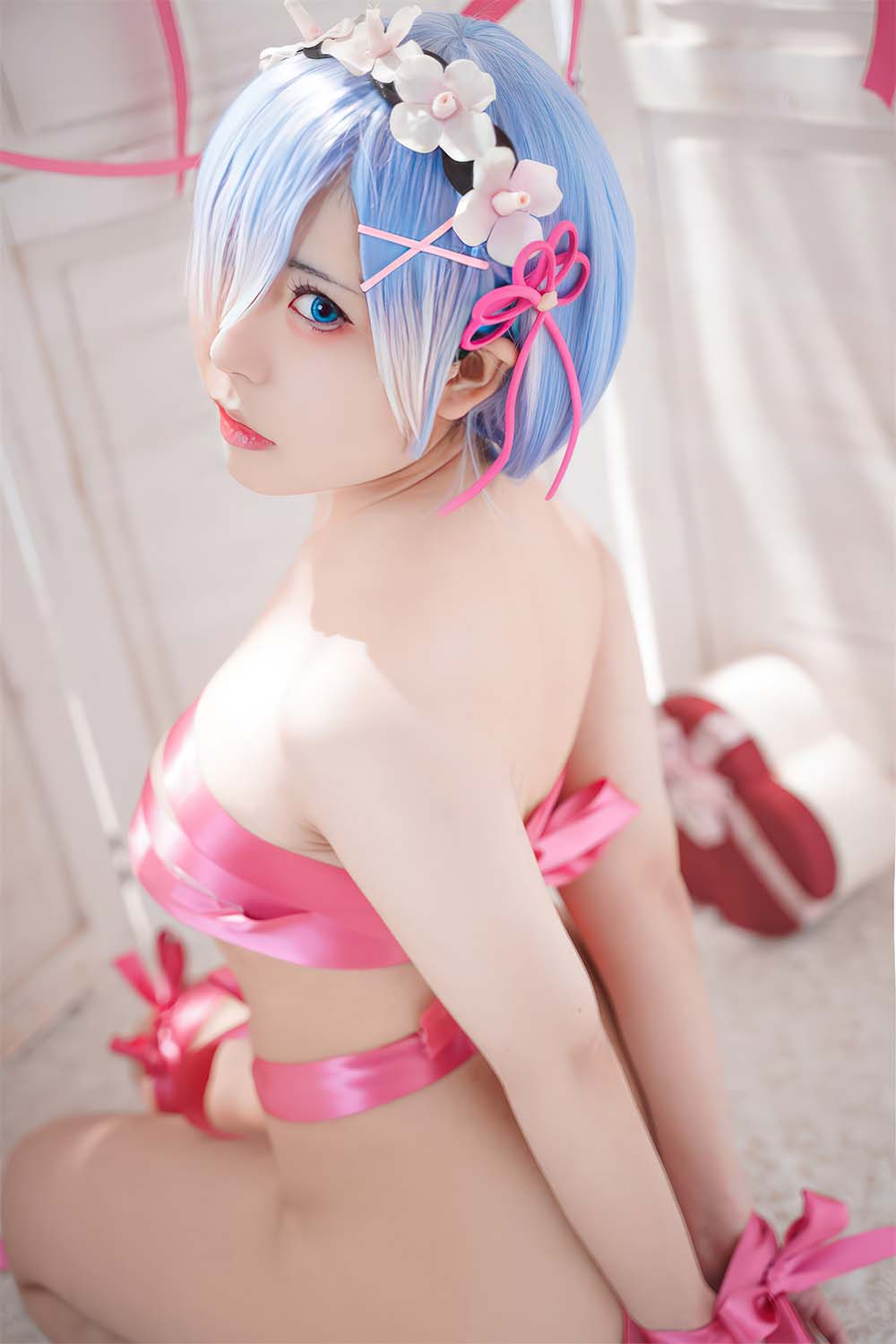 虎森森 – 蕾姆丝带 Cosplay-第2张