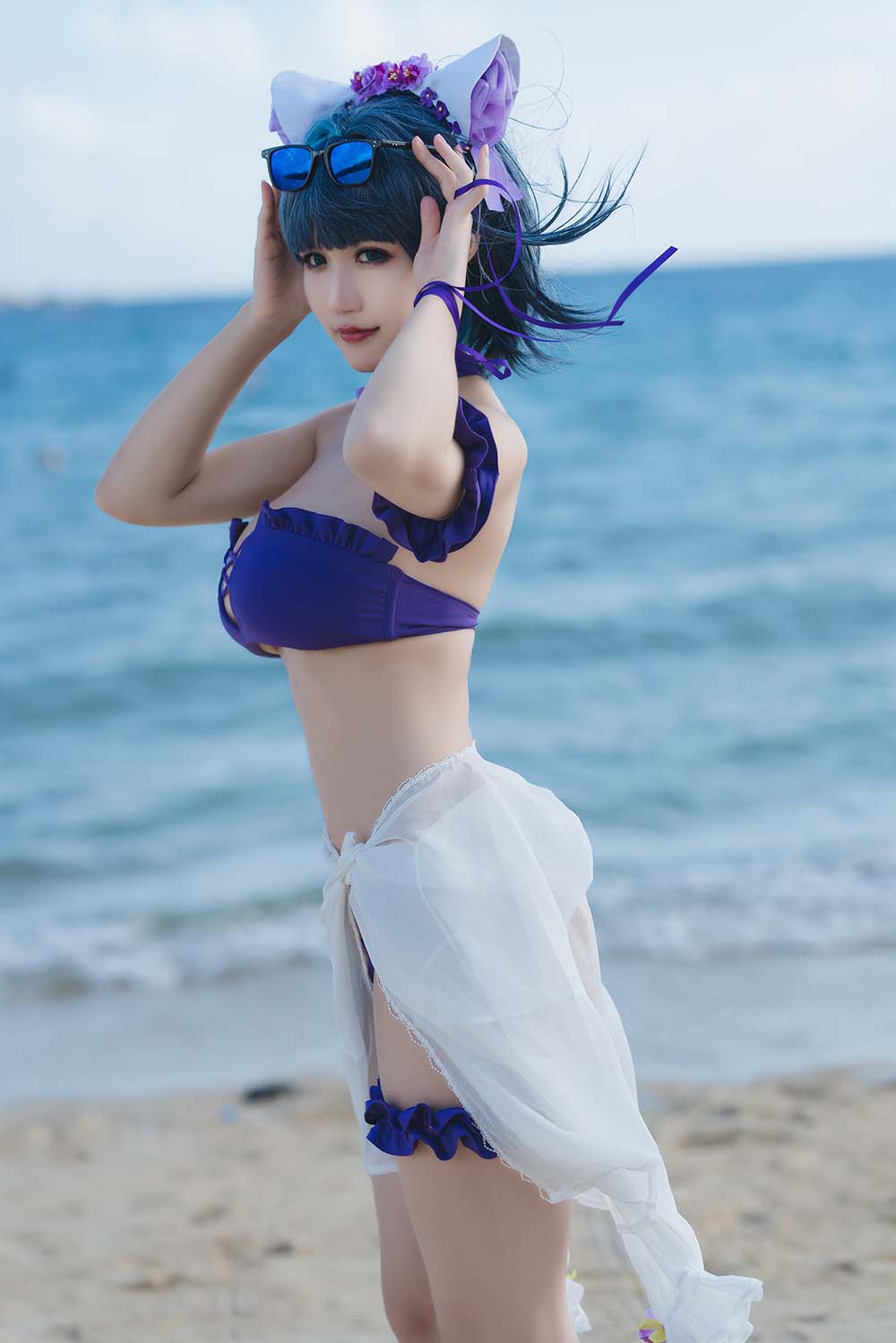 小仓千代w – 柴郡泳装 Cosplay-第1张