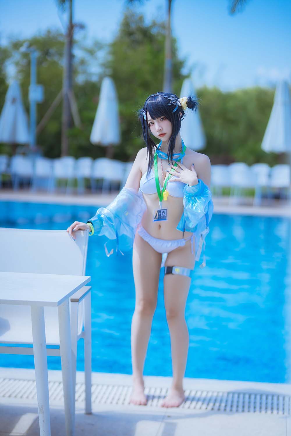 二佐Nisa – 泰拉夏日纪事 方舟羽毛笔泳装 Cosplay-第1张
