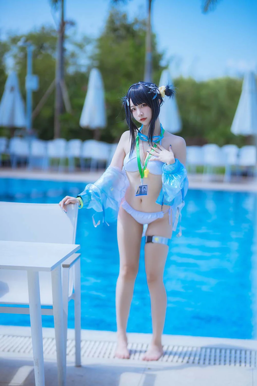 二佐Nisa – 泰拉夏日纪事 方舟羽毛笔泳装 Cosplay-第1张