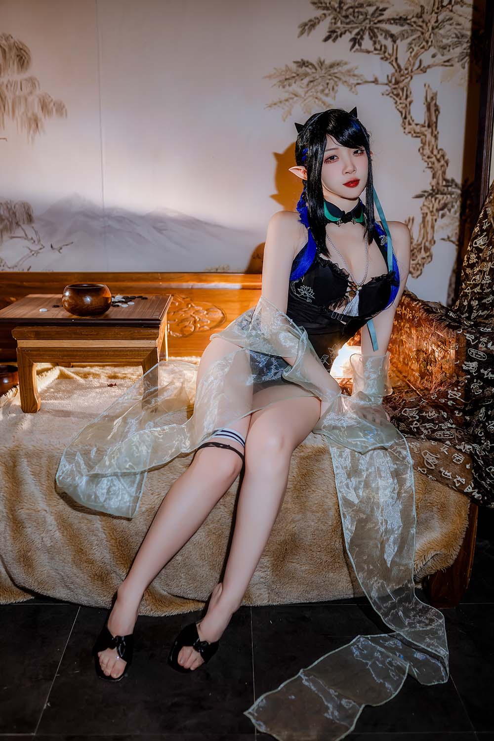 二佐Nisa – 泰拉夏日纪事 方舟夜半泳装 Cosplay-第2张