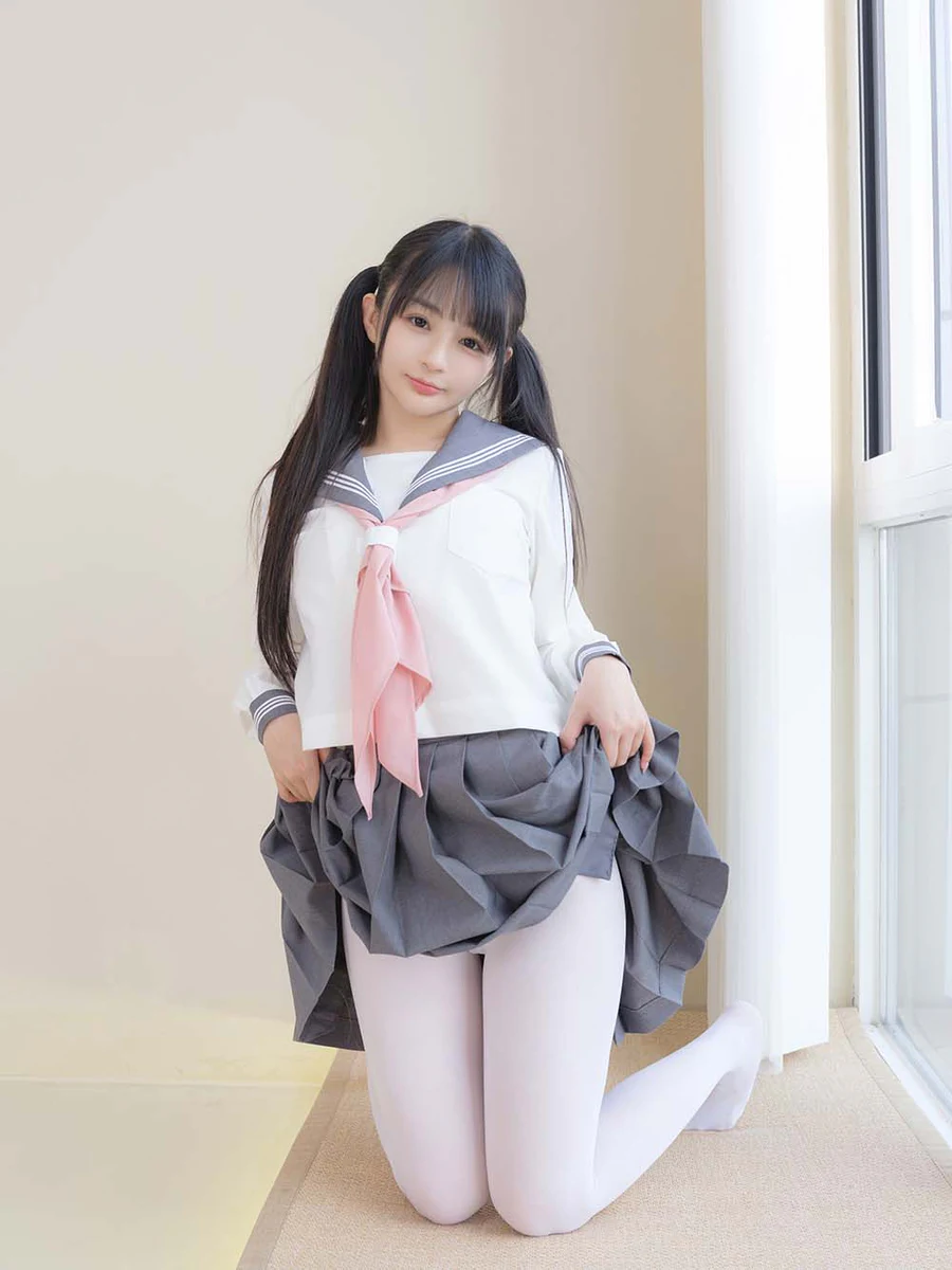 桜井宁宁 – 双马尾白丝JK Cosplay-第1张