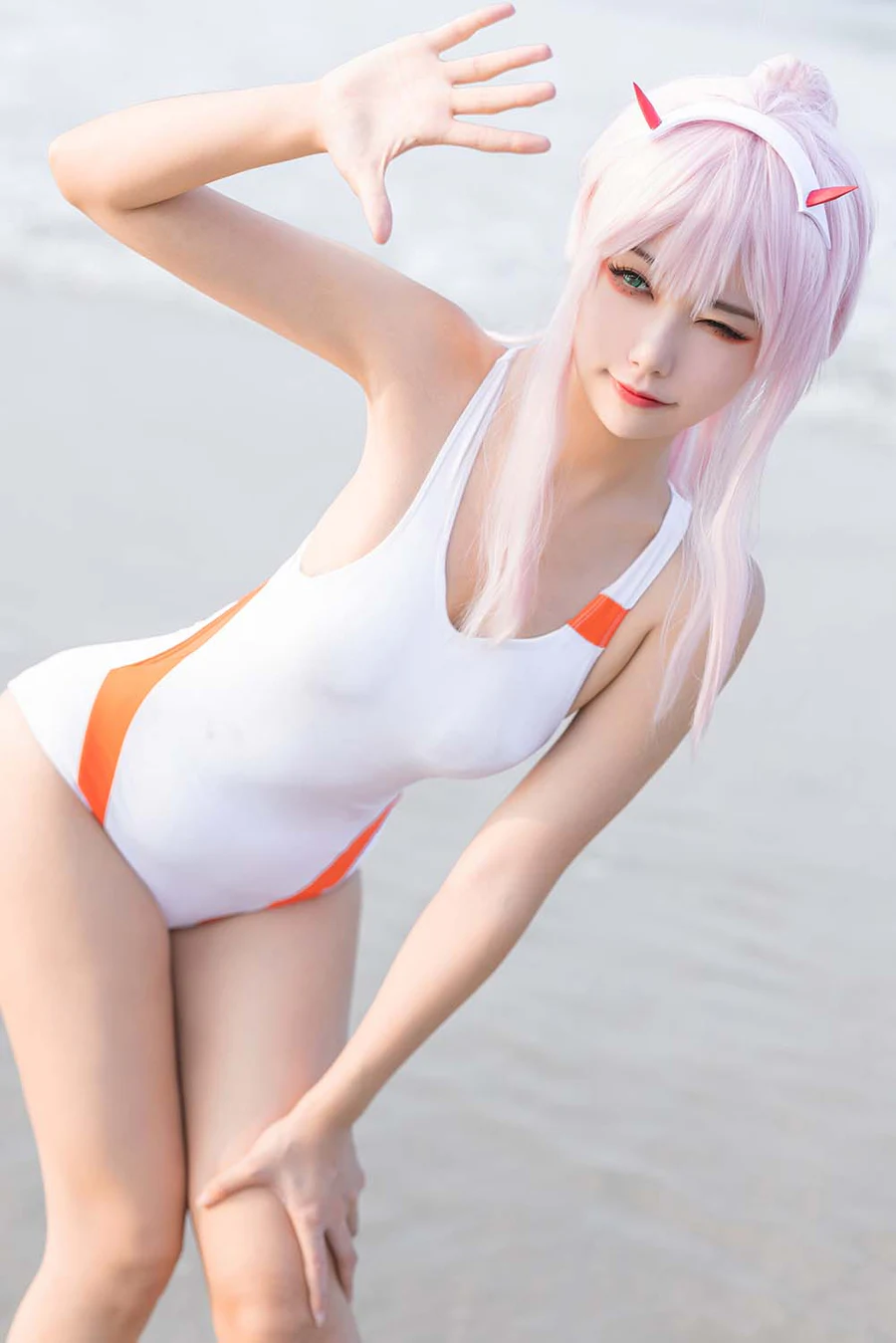 Momoko葵葵 – DARLING in the FRANXX 泳装 Cosplay-第2张