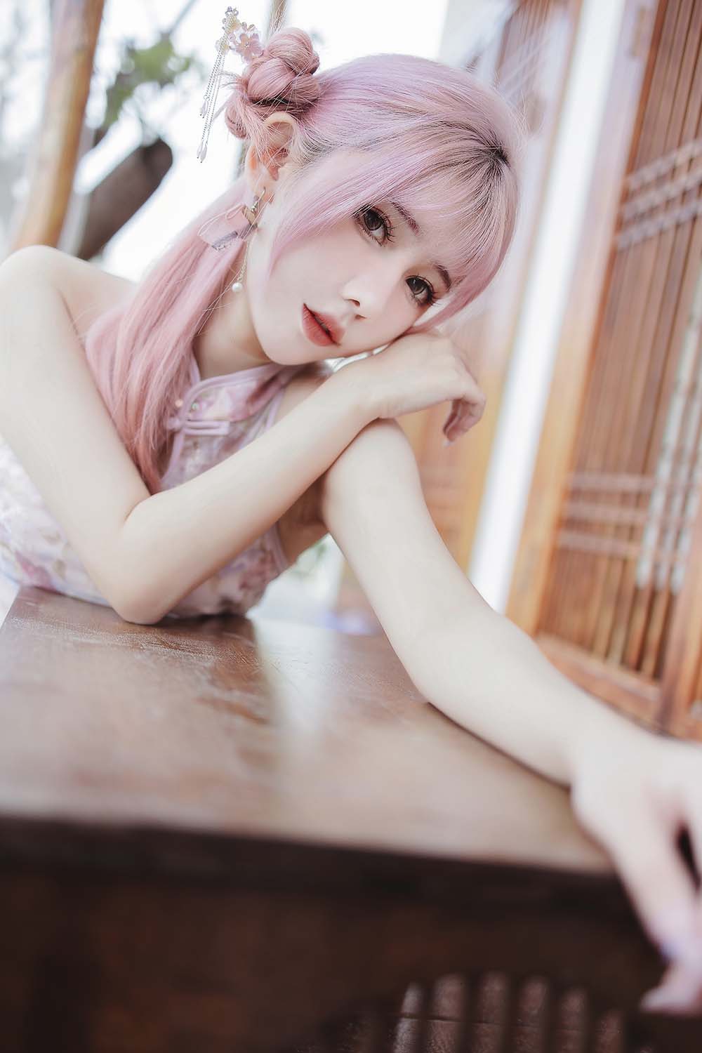 仙女月 – 粉色旗袍 Cosplay-第2张