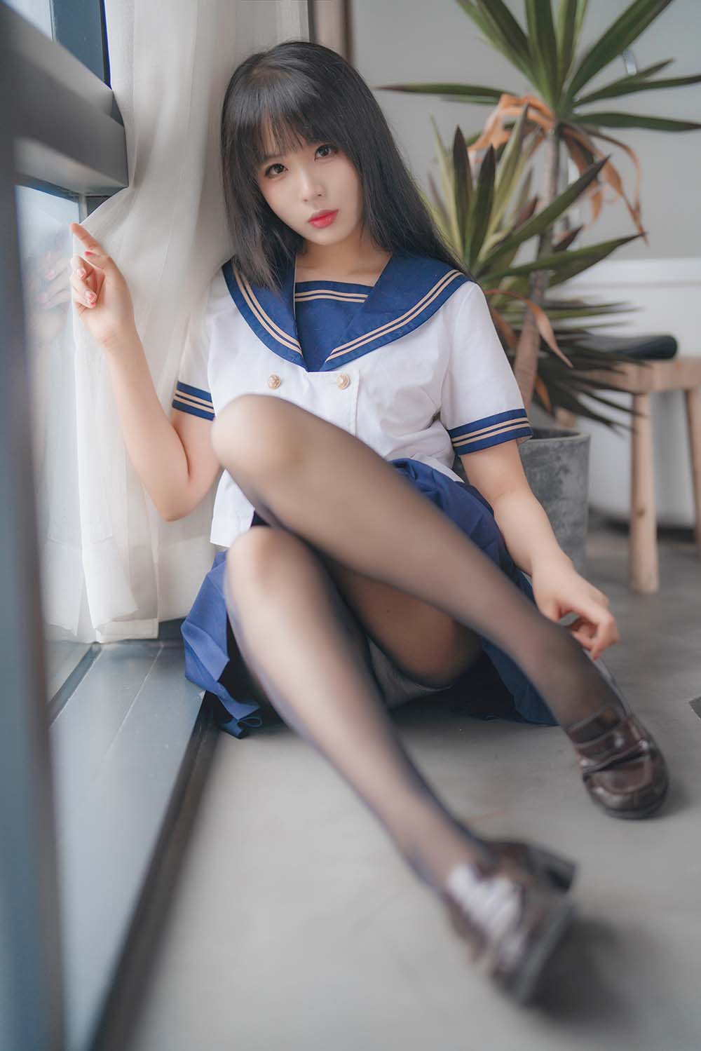 轩萧学姐 – 五月舰长 黑丝JK内衣 Cosplay-第1张