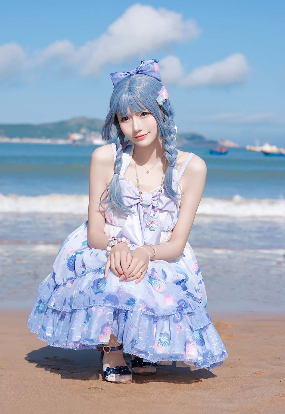 彩芸_Nebula – 渐变贝壳白紫 Cosplay-第2张