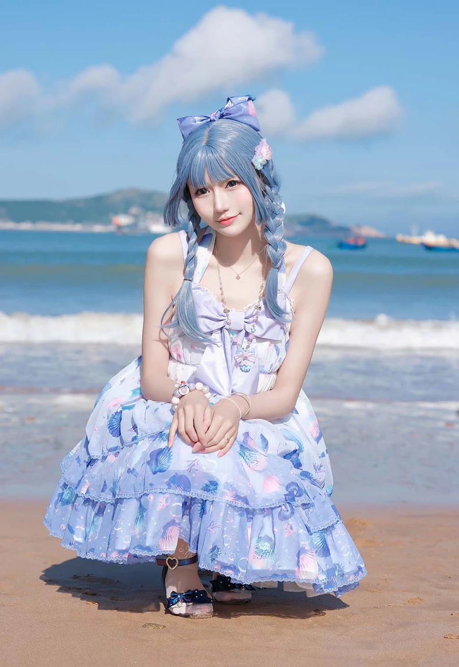 彩芸_Nebula – 渐变贝壳白紫 Cosplay-第2张