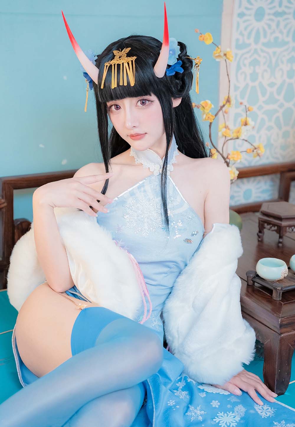 紫氯氯 – 能代 貅 旗袍 Cosplay-第1张