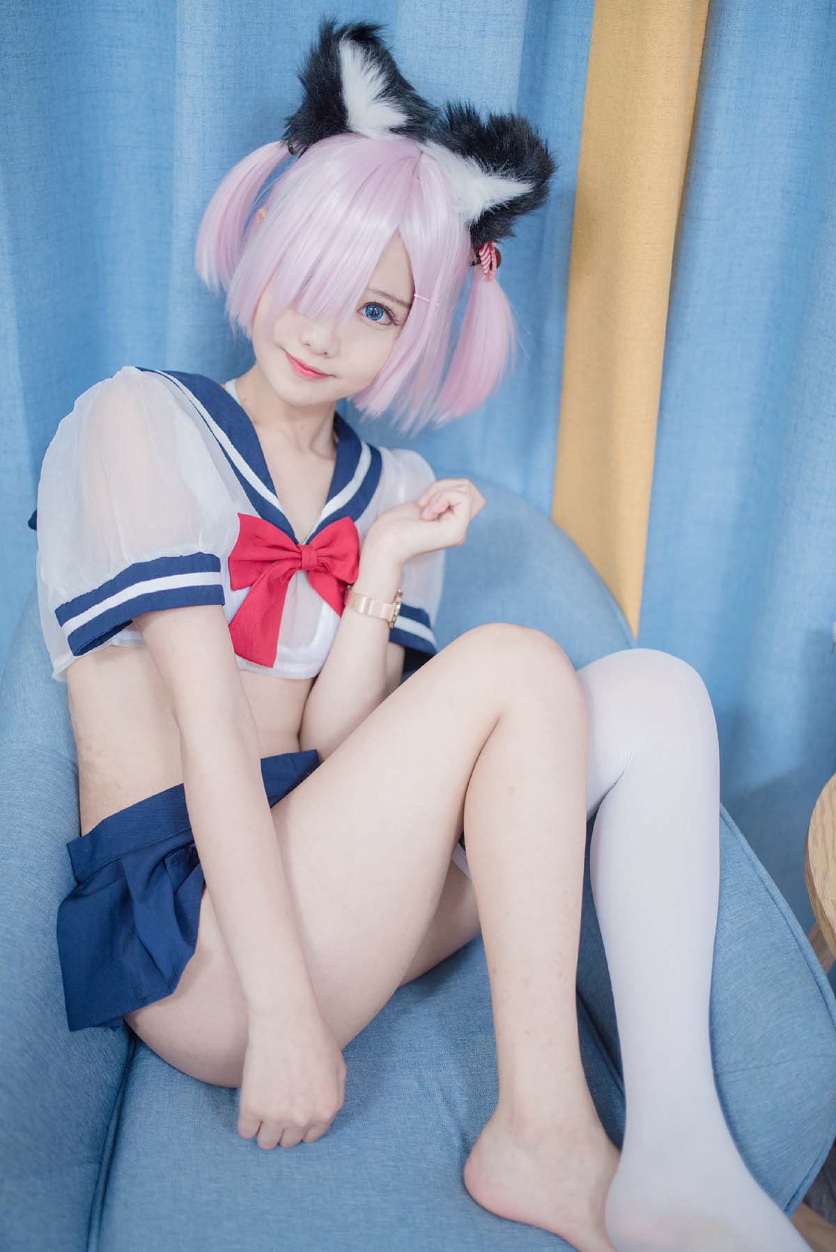 羽天shine – 猫耳JK Cosplay-第1张