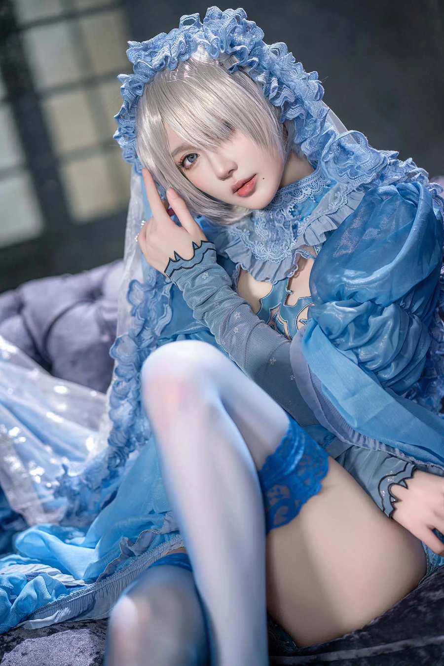 阿包也是兔娘 – 冰雪2B Cosplay-第1张