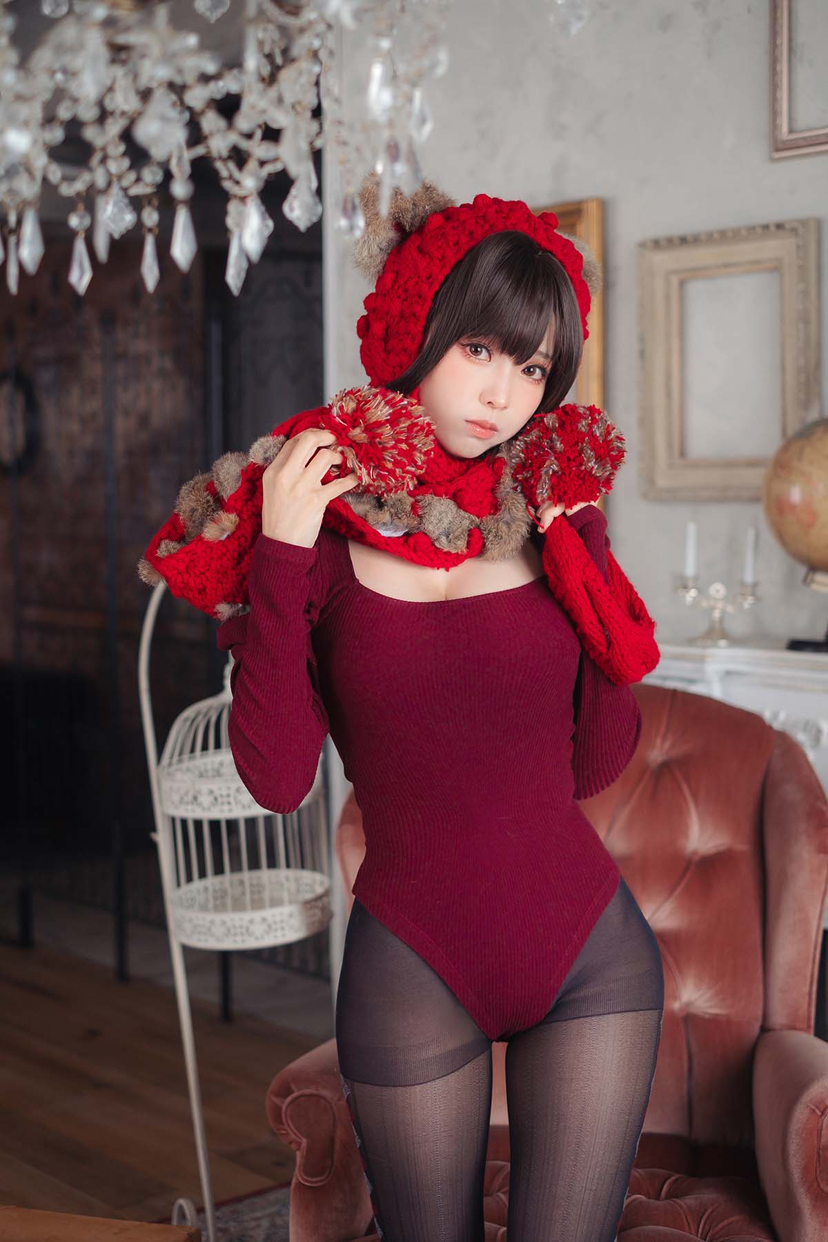 Ely_eee(ElyEE子) – 红色 KNITTING Cosplay-第1张