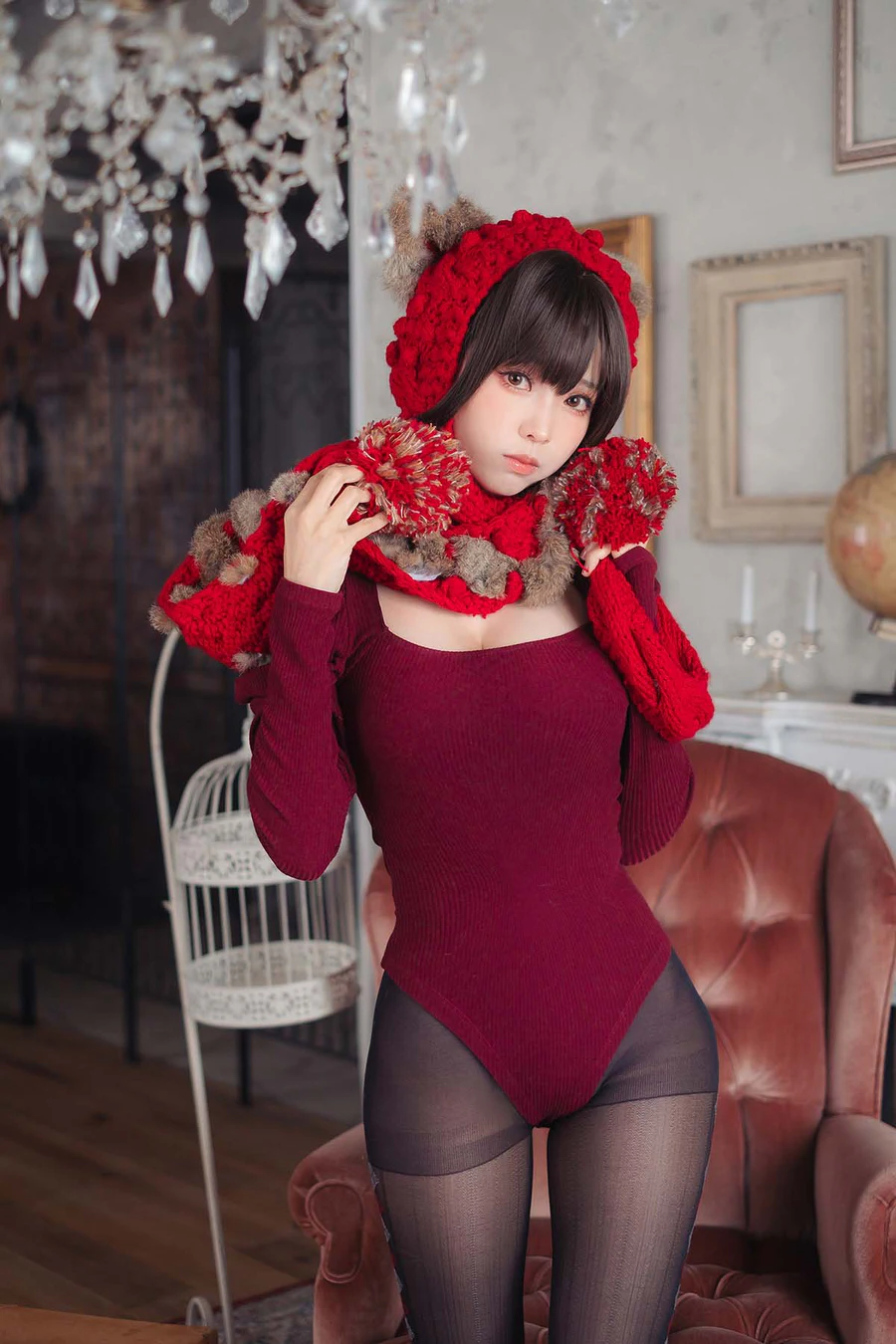 Ely_eee(ElyEE子) – 红色 KNITTING Cosplay-第1张